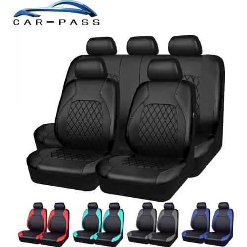 Car-pass PU Leather Universal Car Seat Covers Airbag Compatible Water-Proof Automobile Interior Accessories Fit most cars