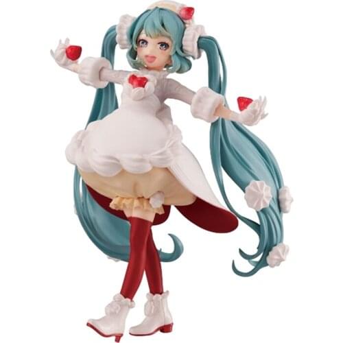 Vocaloid Hatsune Strawberry Dessert Cartoon Anime Figure Collectible Model Toy Desktop Ornament Anime Gift Pvc Model Cartoon Toy