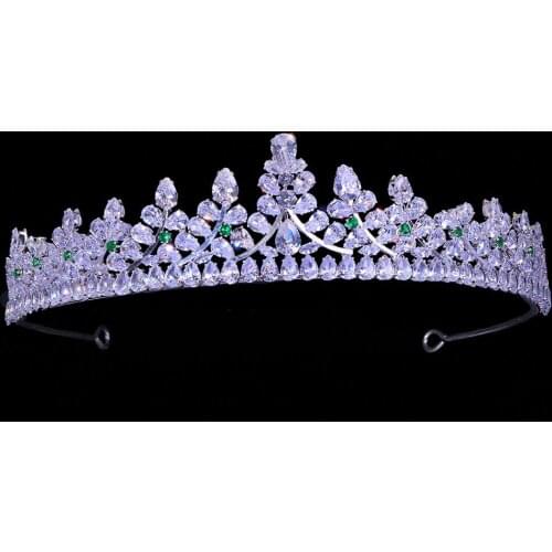 High-end Bridal Zircon Crown and Tiara Fashion Water Drop Baroque Hairband Wedding Headwear Hair Accessories HQ0209