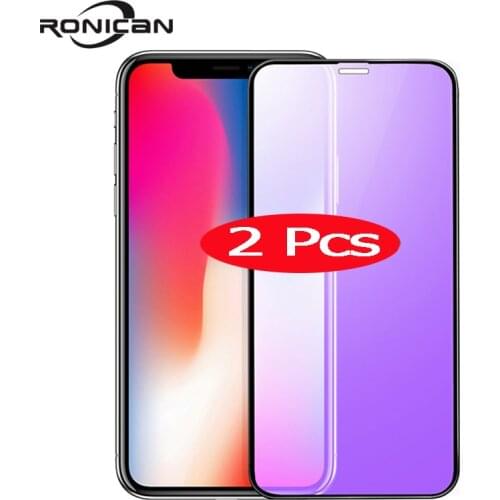 2Pcs 3D Curved Tempered Glass for iPhone X XS Max xr Soft Edge High Definition Anti Blue Light Screen Protector for iPhone XS
