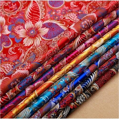 Jacquard brocade fabric flower silk fabrics material for sewing dress cheongsam kimono costume fabric