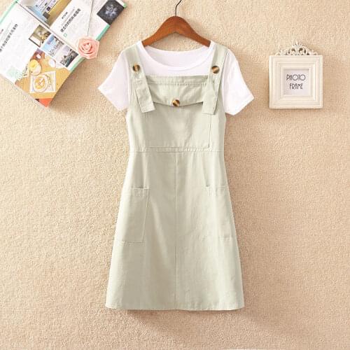 2020 New Summer Womens Solid Color Fashion T Shirt Tops + Strap Sweet Skirt Two Pieces Set Female Loose Wild Clothes Suit Z203