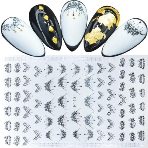 1 Sheet Black Necklace Jewelry Design 3D Ultra-thin Adhesive Sticker Nail Art Decals DIY Fashion Wraps Tips Manicure Tools