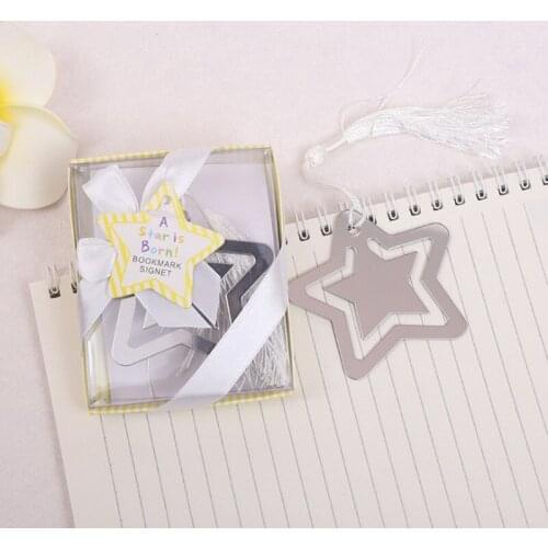 10pcs/lot)FREE SHIPPING+A Star is Born Metal Bookmark Favors with White Silk Tassel Wedding Baby Shower Favors
