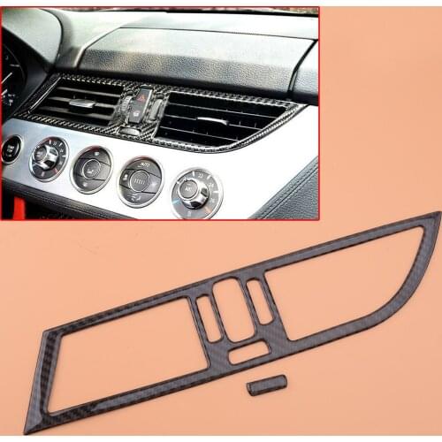 2pcs LHD Black Carbon Fiber Center Air Vent Outlet AC Frame Trim Sticker Fit For BMW Z4 E89 2009 2010 2011 2012 2013 2014 2015