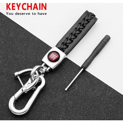 3D Leather Metal Car Styling Keychains Key Chain Rings For Fiat Panda Bravo Punto Linea Croma 500 595 Auto Interior Accessories