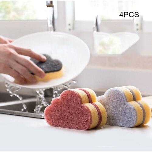 4Pcs Cloud Cleaning Sponge Non-Scratch Magic Sponge Non Stick Pot Cleaning Cloth Home Kitchen Washing Wiping Rag Wash Gadgets