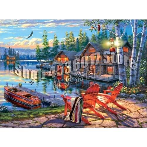 5D DIY Diamond Embroidery Loon Lake Birds Diamond Mosaic Full Drills Decoration Diamond Painting Kit Home Decor Gift Christmas