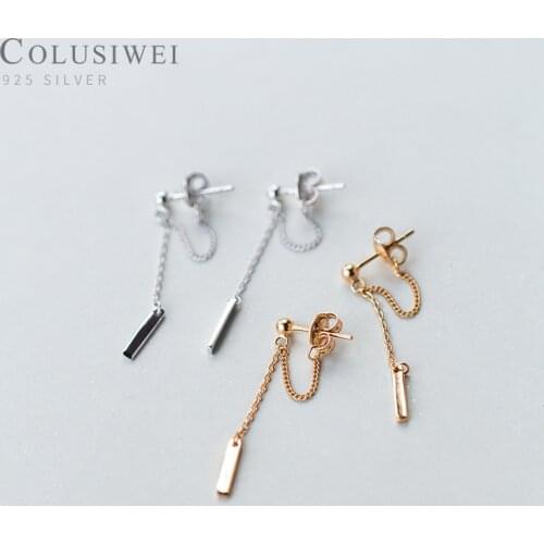 Colusiwei New Arrival Link Chain Real Silver Drop Earrings for Women Simple Bead Design Silver 925 Dangle Earing Brincos Bijoux