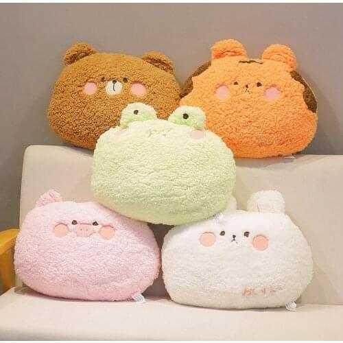 Kawaii Soft Plush Animals Pillow Toys Stuffed Cartoon Teddy Bear Frog Pig Tiger Rabbit Plush Doll Sofa Chair Cushion Baby Gift