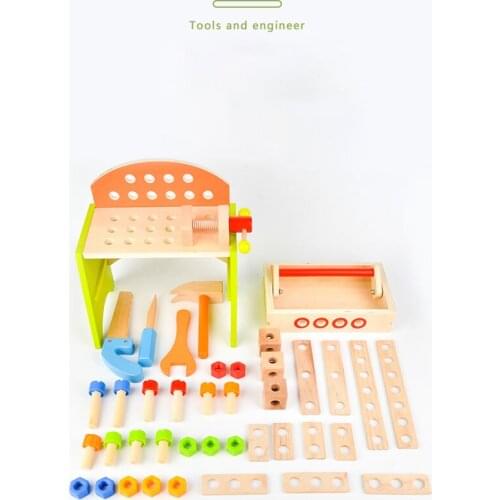 Toy Woo Baby Toys Kids Wooden Multifunctional Tools Set Montessori Toys Nut Diy Wooden Disassembly Screw