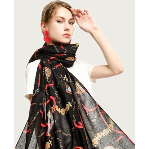 Classic Belt Decoration Large Soft Shawl Scarf Women Thin Warm Neckwear Cotton Blanket Wrap [6772]