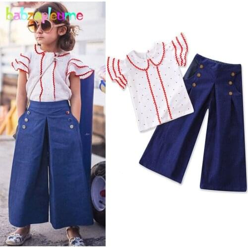 2Piece/Spring Summer Children Clothing Sets Cotton Kids Outfit Toddler Clothes Cute T-shirt+Fashion Pants Baby Girls Wear BC1765