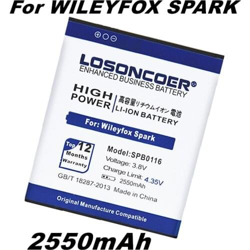 LOSONCOER SPB0116 2550mAh Batteries For Wileyfox Spark / Spark+ Good Quality Phone Battery