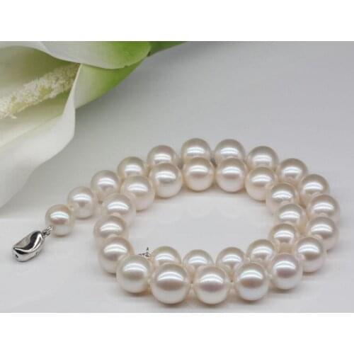 Fashion jewelry Free Shipping classic 12-13mm round south sea white pearl necklace 18inch 925s kkk
