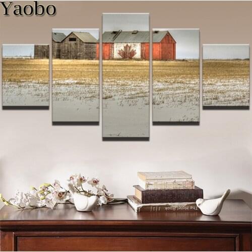 Modular Diamond Painting 5 Pieces House Landscape Paintings mosaic diamond Embroidery sale Home Decor full square/round