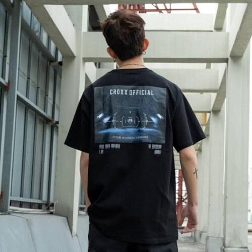 CROXX Techwear Mens Graphic Cotton T-shirt 'Interspace' Hip Hop Punk Fashion Streetwear