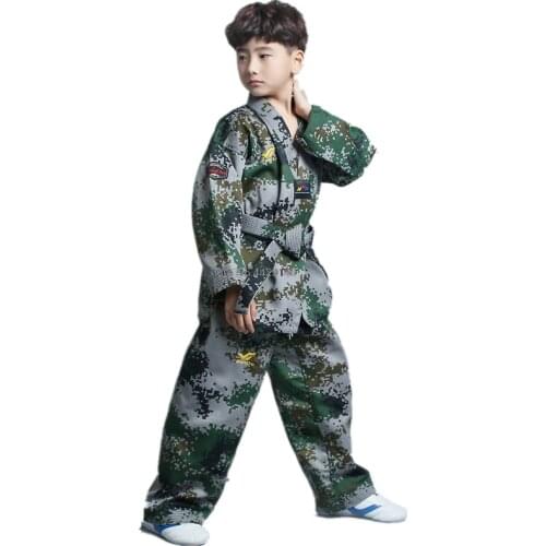 2021 Professional Camouflage Adult Childrens Long Sleeved Taekwondo Uniform Men and Women Taekwondo Clothing Training clothes