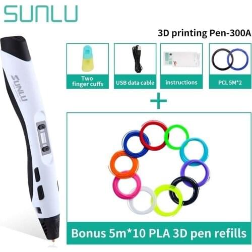 3D Pen Set White With 50M PLA Filament Non-toxic Material Safe To Child DIY Model 3D Pens Box Set