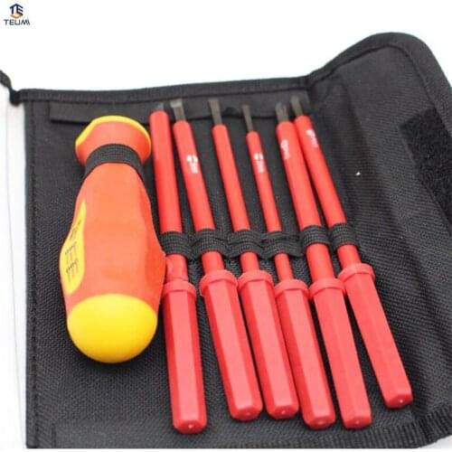 Teumi Insulated Screwdriver Set Electrician Dedicated Slotted Phillips 1000V High Voltage Resistant Hand Tool 7PcsTorx