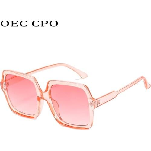 OEC CPO Crystal Pink Women Sunglasses Fashion Steampunk Square Sunglasses For women Vintage Shades UV400 Glasses Female Oculos