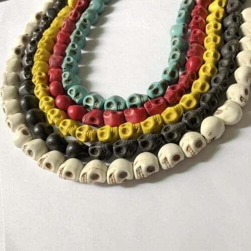 Wholesale 1string Multi Turquois e Magnesite Skull Beads Bone Beads 10mm 12mm For Jeweley Making Loose Stone Beads.15.5"/String