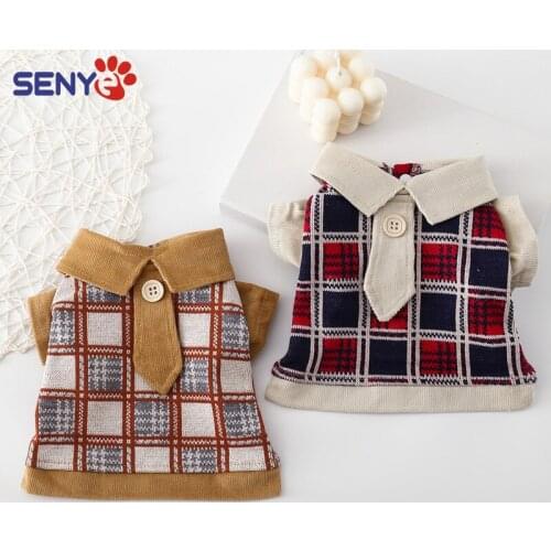 Autumn And Winter High-quality Warm And Comfortable Pet Clothes Sweater Short Tie Plaid Shirt Available For Dog