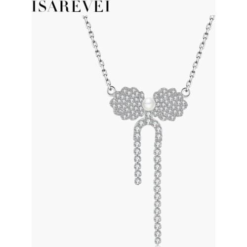 925 Sterling Silver Tassel Necklace Pixel Charm Zircon Pendant with Pearl Senior Clavicle Chain Women Accessories Jewelry