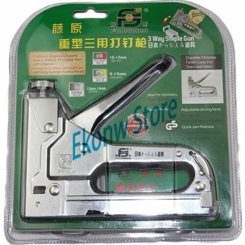 Nail staple Gun & Stapler for wood furniture, door & upholstery chrome finish with 600 nails