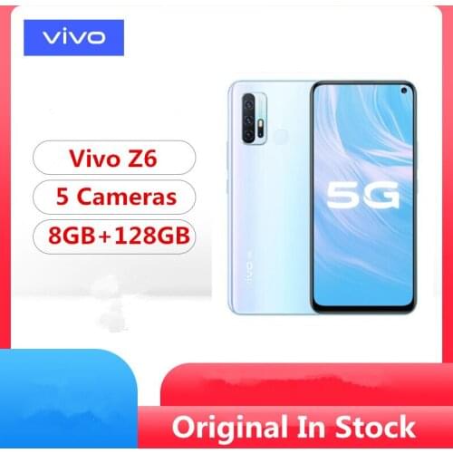 DHL Fast Delivery Vivo Z6 5G Cell Phone Snapdragon 765G Android 10.0 6.57" 2400x1080 8GB RAM 128GB ROM 48MP 5000mAh 44W Charger