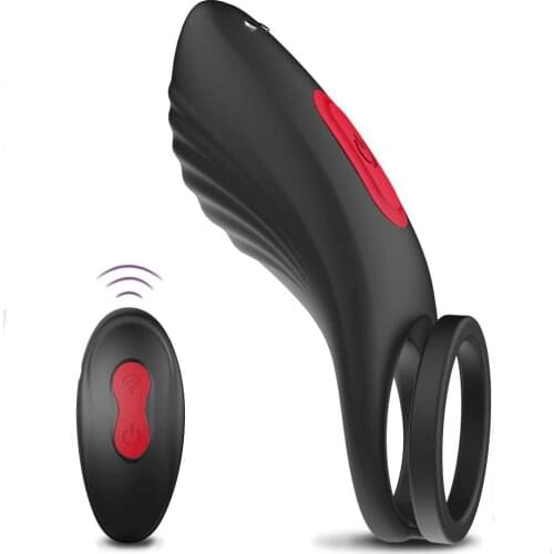 Vibrating Penis Ring with Double Ring Remote Sex Toy for Men or Couples Longer Lasting Erections Enhancer Vibrator Rechargeable