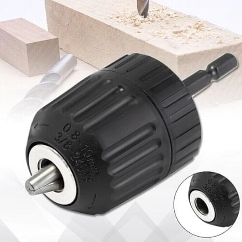 0.8-10MM Keyless Drill Chuck Clip With Hex Shank Rod Hex Chuck Adapter Converter Woodworking Screwdriver Tool