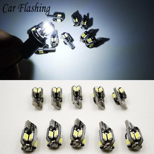 30PCS T10 Led Car Interior Bulb Canbus Error Free T10 White 5730 8SMD LED 12V Car Side Wedge Light White Lamp Bulb Car Styling