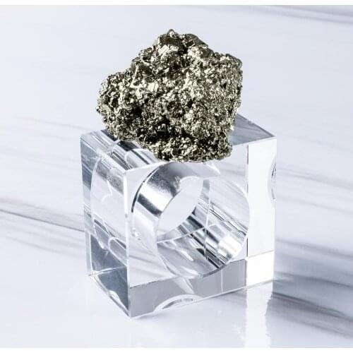 4PCS/SET Home Decor Napkin Ring Holder Party Natual Stone Pyrite Napkin Rings