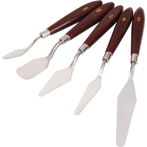 5Pcs / Set Stainless Steel Spatula Kit Palette Gouache Supplies For Oil Painting Knives Fine Arts Painting Tool Kit SDF-SHIP