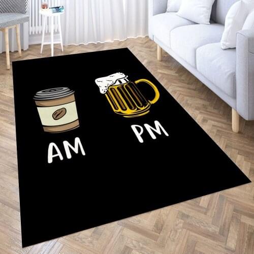 AM PM Beer Carpet for Living Room 3D Anime Cartoon Rug Gamer Teen Room Bedside Lounge Rug Kids Children Floor Mats