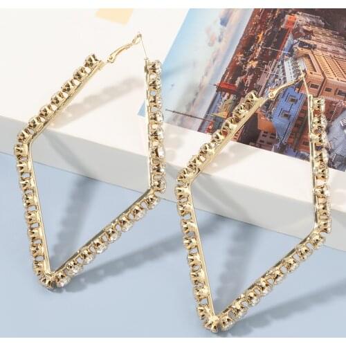 Shiny Rhombus Rhinestone Ladies Earrings Hot Sale Bohemian Style Girl Jewelry Collection Accessories Boutique Jewelry