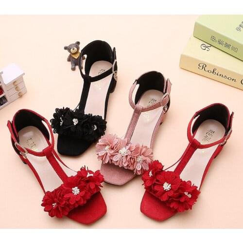 Girls Sandals 2020 New Childrens High Heels Student Dance Shoes Performance Sandals Roman Style Princess Shoes STQ035