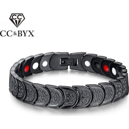CC Bracelets For Mens Jewelry Titanium Stainless Steel Magnet Electroplate Black Bracelet Drop Shipping Accessories SBRM-006
