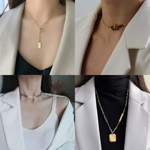 XIYANIKE 316L Stainless Steel Gold Color MultI-style Geometric Necklace For Women 2021 Trend Fashion Party Jewelry collares para