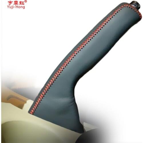 Yuji-Hong Car Handbrake Covers Case for Chery Tiggo 3 2011 Handbrake Grips Car Styling Genuine Leather Auto Cover Black