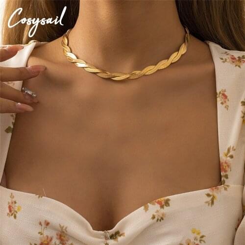 Cosysail Simple Cross Snake Chain Chain Necklace for Women Exquisite Clavicle Collares Necklace Statement Jewelry 2021