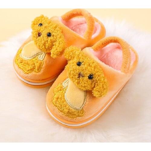 Children Slippers Winter Warm Kids House Shoes Baby Girl Boys Plush Puppy Shoes Girls Indoor Kids Fur Slides Warm Slip On Shoes