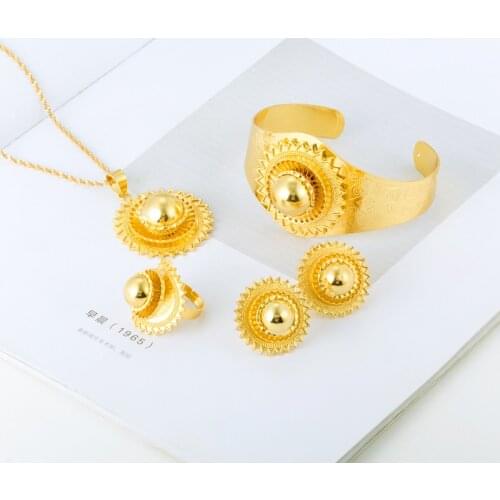 Ethiopian Jewelry Sets Traditional Festivals Gold Color Ball Sets Eritrea Habesha National Wedding Jewelry Gifts