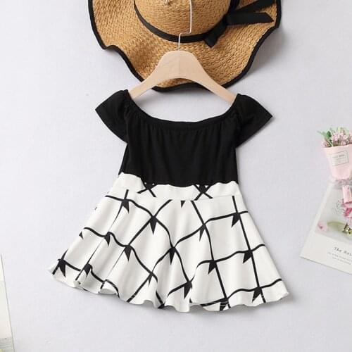 Girls Princess Elegant Dresses New Fashion Summer Clothes Plaid Patchwork Party Costumes Casual Children Kids Cute Clothings