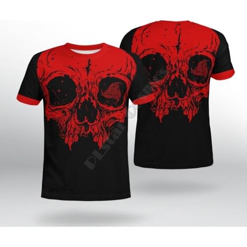 PLstar Cosmos Viking Tattoo Skull 3D Printed t-shirt Harajuku Streetwear T shirts Hip hop Men For Women Short Sleeve