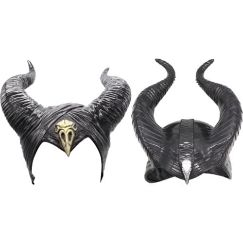 Women Girls Halloween Black Long Horn Hat Magic Witch Queen Cosplay Costume Accessories Headpiece Masquerade Headgear Party Prop