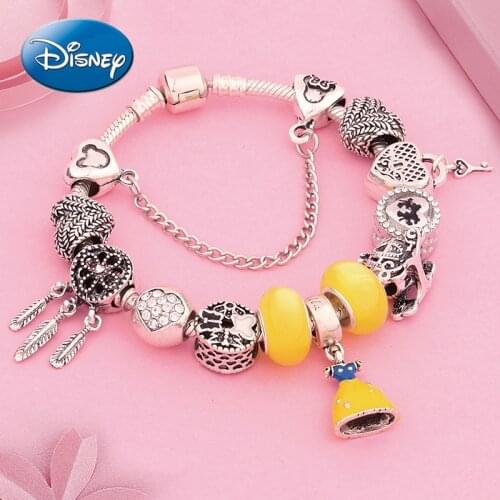 Disney Cartoon Mickey Mouse Minnie Exquisite Princess Dress Pendant Bracelet Ancient Silver Dream Catcher Bracelet