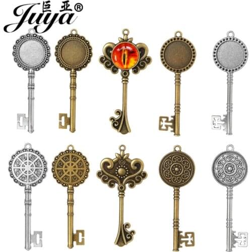 JUYA 5PCS Vintage Flower Carving Key Cameo Cabochon Base 20mm Blank Pendant Settings For Diy Jewelry Making Accessories Findings