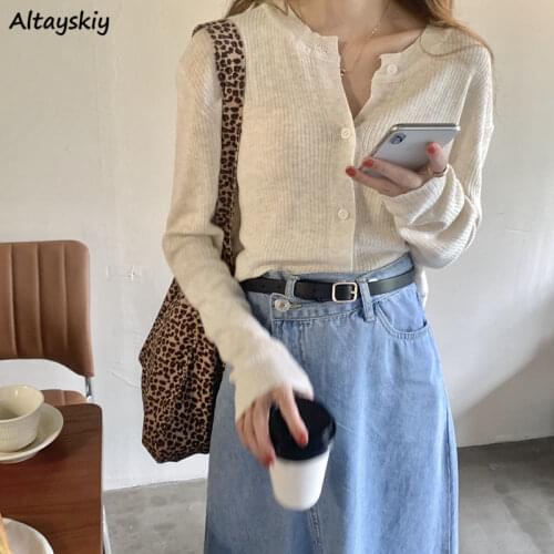 Cardigan Womens Solid Elegant Slim Simple Basic Long Sleeve Casual Clothing Street Wear Chic Tops Female Trendy Knitted Soft Ins